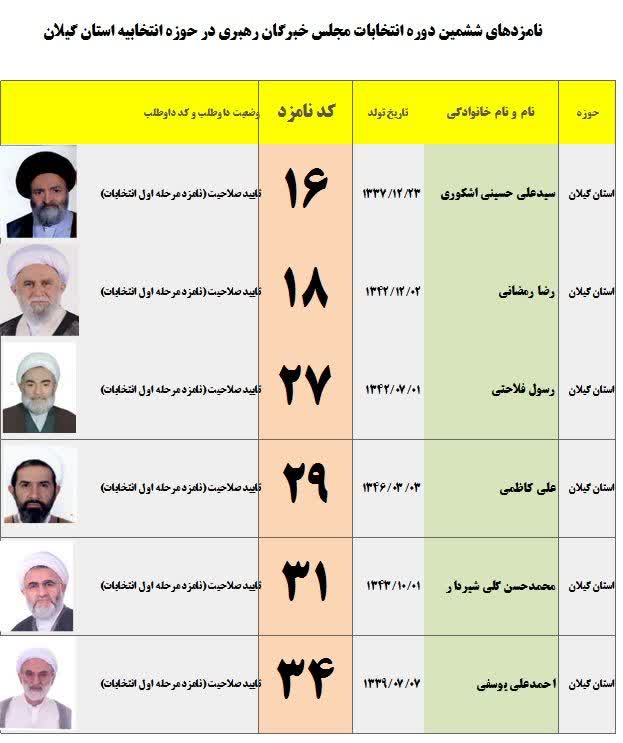 از 25 بهمن تبلیغات 6نامزد انتخابات خبرگان رهبری در گیلان آغاز میشود