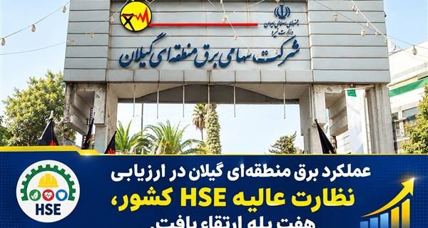 عملکرد برق منطقهای گیلان در ارزیابی نظارت عالیه HSE کشور ۷ پله ارتقا یافت